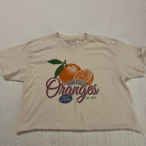 Cream Graphic T-Shirt with Orange Print